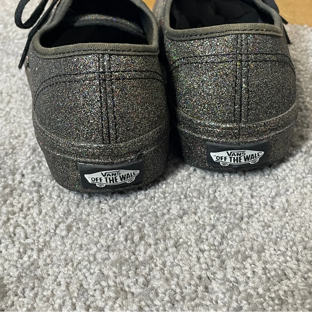 Vans Authentic Black Low‎ Top All Over Rainbow Glitter Skate Sneakers 5/6.5